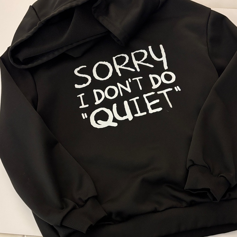 SHEIN Black Hoodie with White Print